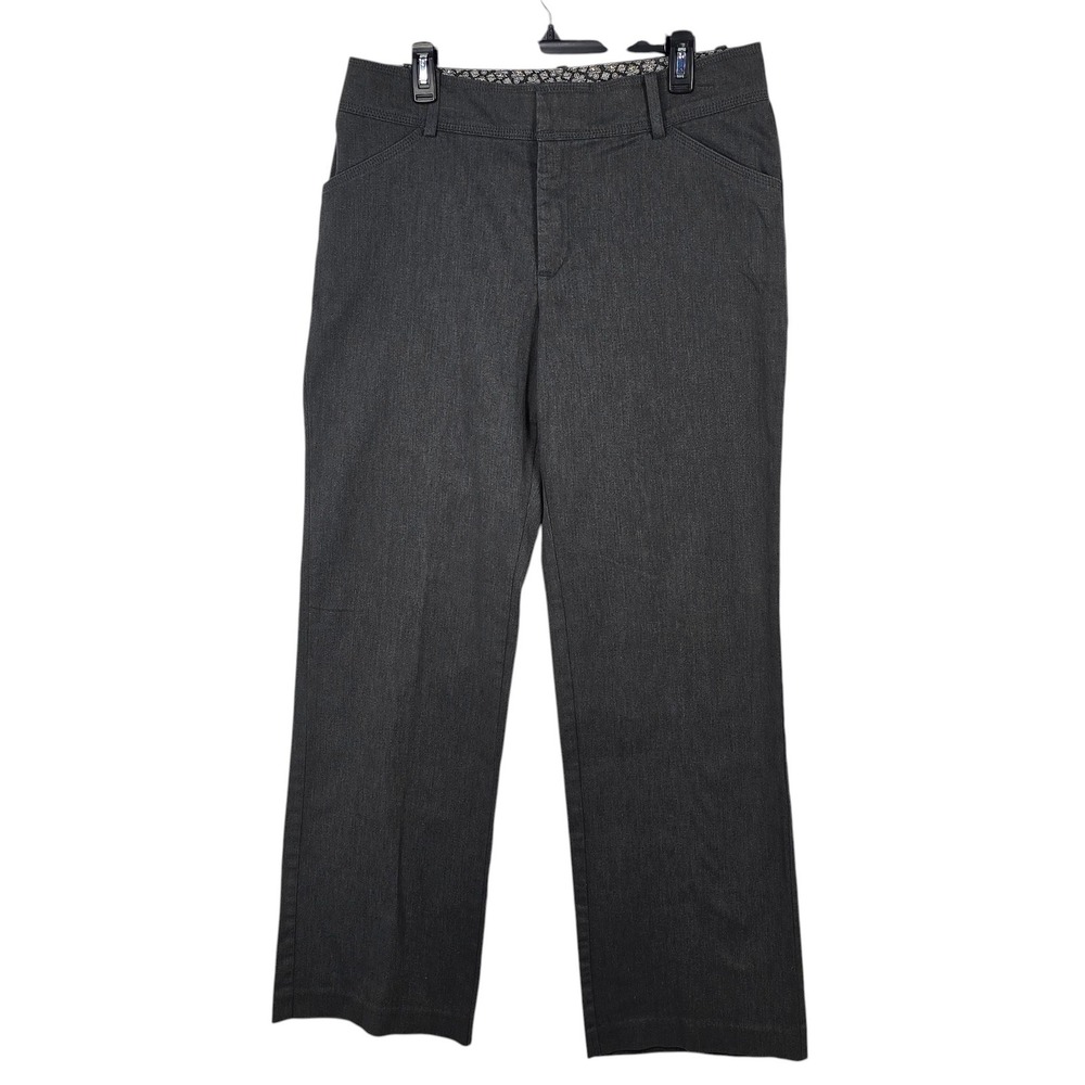 Lee Women Natural Straight Leg Pants Charcoal Gray Size 16 Long Mid Rise Stretch